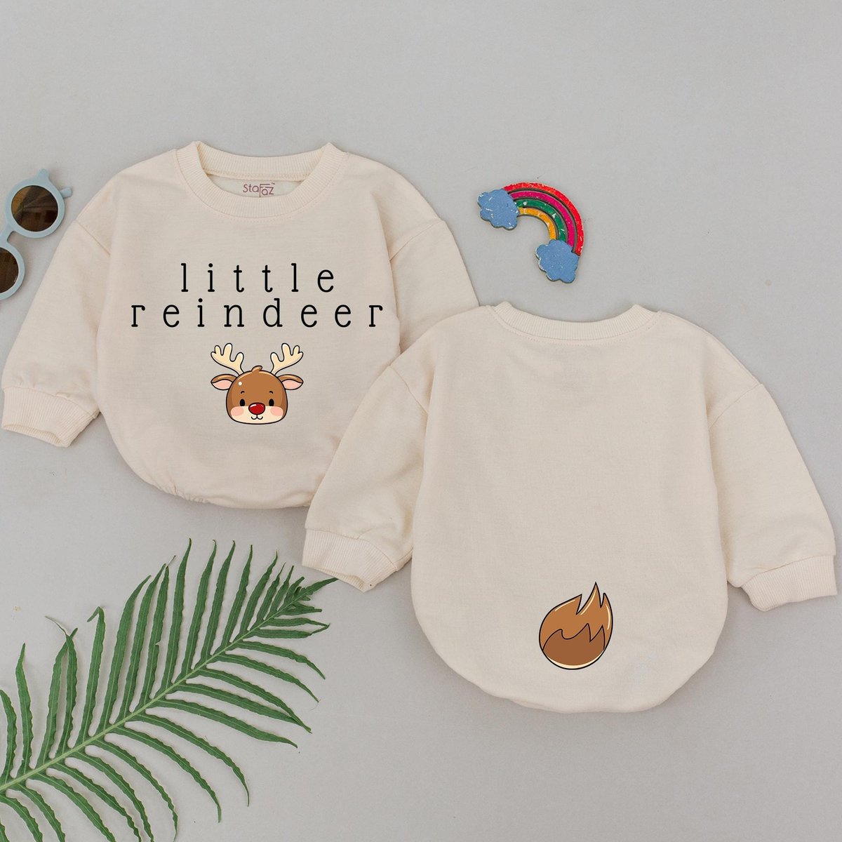 Little Reindeer Baby Romper 1st Christmas Reindeer Romper Baby Shower Gift Christmas Outfit Newborn