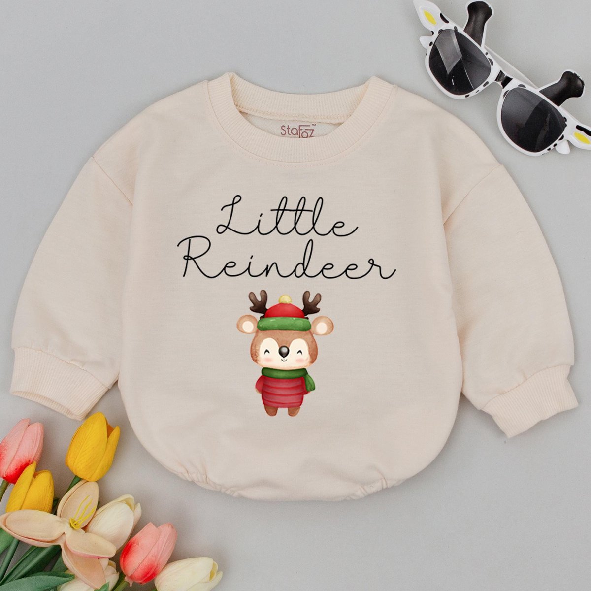 Little Reindeer Christmas Bubble Romper 1st Christmas Baby Holiday Outfit Baby Shower Funny Christma 179