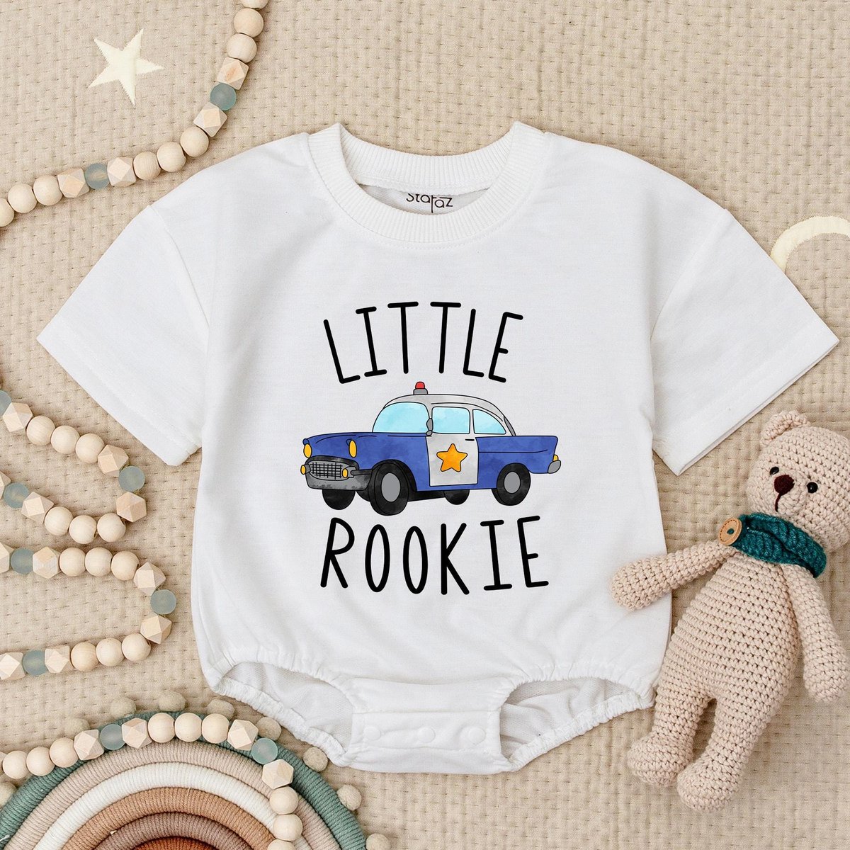 Little Rookie Baby Romper Police Officer Baby Bodysuit Car Baby Romper Police Dad Baby Shower Gift P