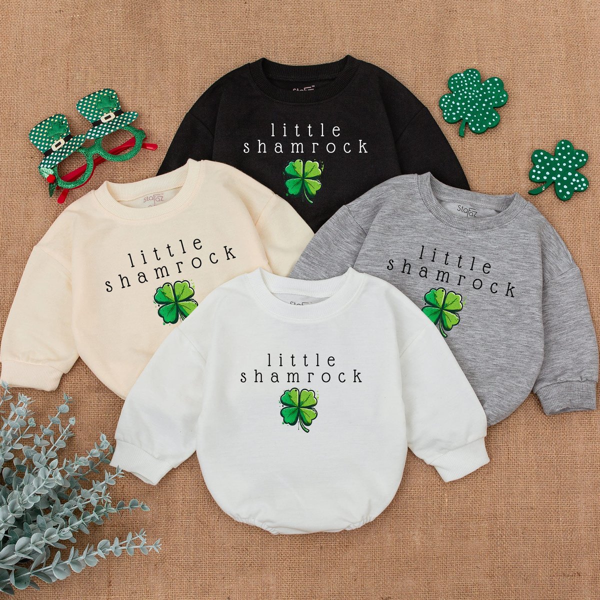 Little Shamrock Baby Romper Clover Patricks Baby Bodysuit Newborn Saint Patrick's Day Clover St Pat 165