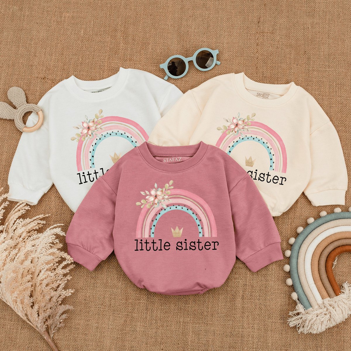 Little Sister Baby romper Baby Announcement Gift Infant Bodysuit Natural Little Sister Baby Natural 167