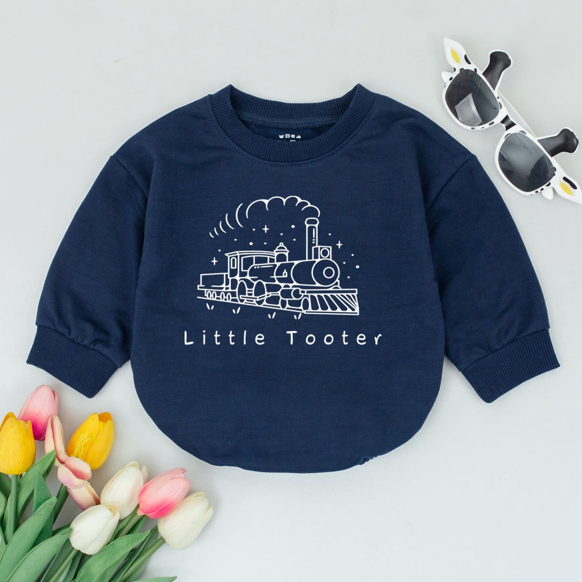 Little Tooter Baby Romper Train Baby Romper Train Baby Gift Minimalist Baby Clothes Railroad Worker 171