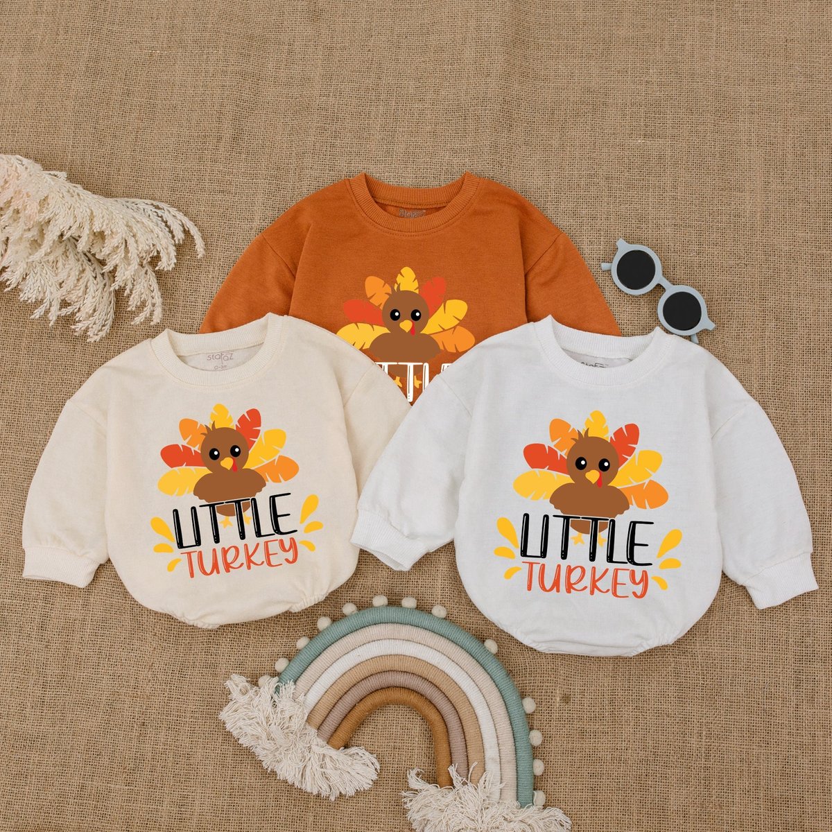 Little Turkey Retro Natural Baby Romper Fall Toddler sweater Autumn Kids Clothes Funny Thanksgiving 157