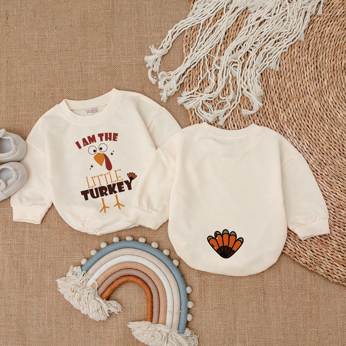Little Turkey Romper  Thanksgiving Infant Outfit Thanksgiving Gender Reveal Fall baby Shower Fir 176