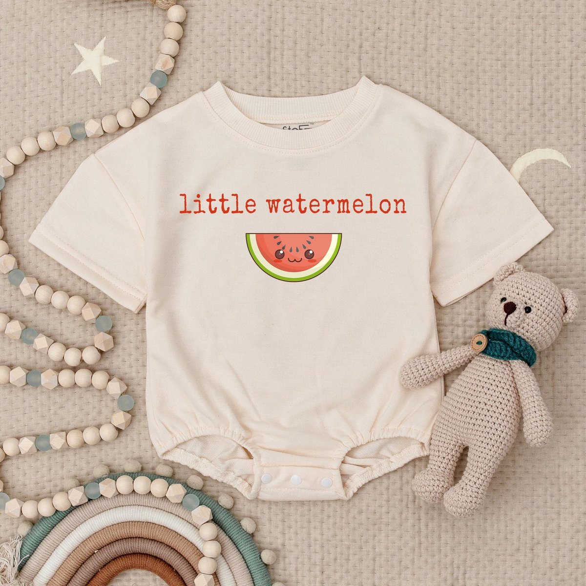 Little Watermelon Baby Romper Minimalist Babysuit Cute Watermelon Bodysuit Fruit BabysuitVegan Baby