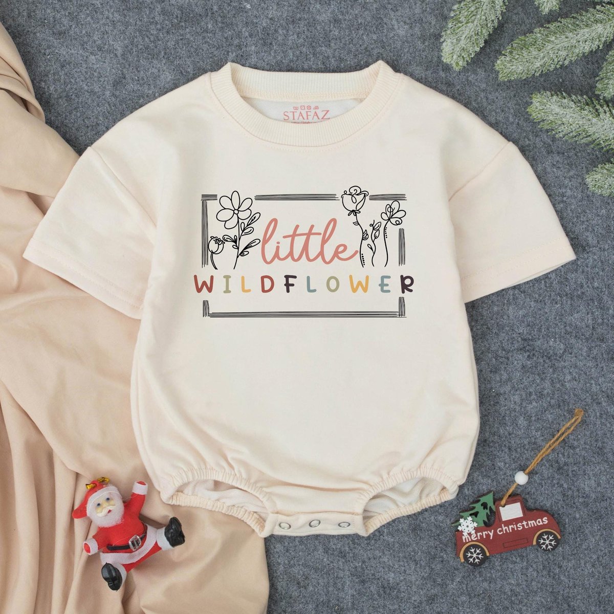 Little Wildflower Baby T shirt Bubble Romper Flower Baby Outfit Boho Girl Clothes Girl Outfit Boho B 436