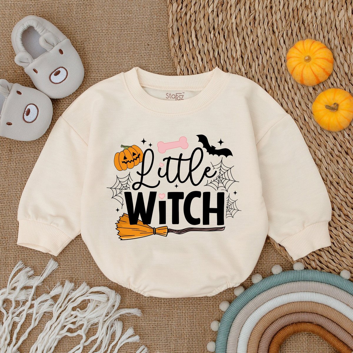 Little Witch Halloween Baby Clothes Retro Halloween Baby Romper Halloween Baby Clothes Halloween