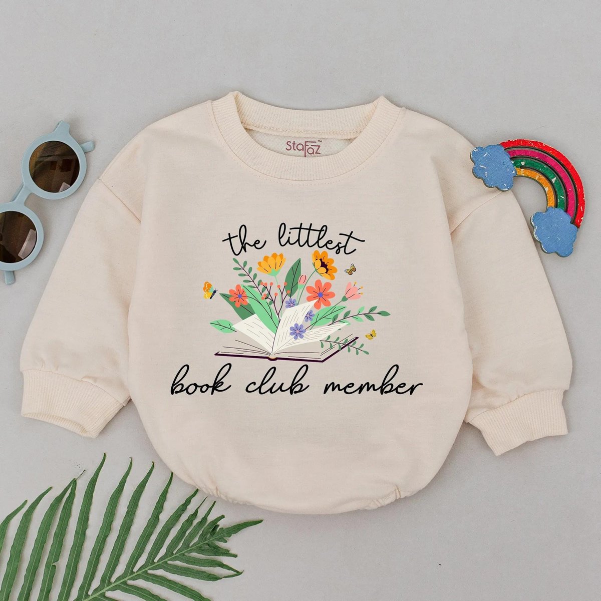 Littlest Book Club Member Romper Book Lover Bodysuit Wildflower Book Outfit Bookworm Baby Gift Baby