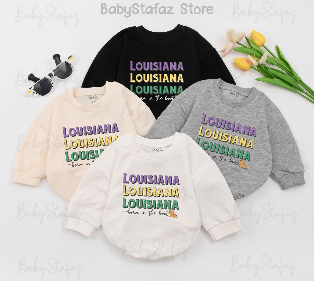 Louisiana born in the boot baby Outfit Mardi Gras baby Romper Mardi Gras Apparel mardi gras parade 1 165