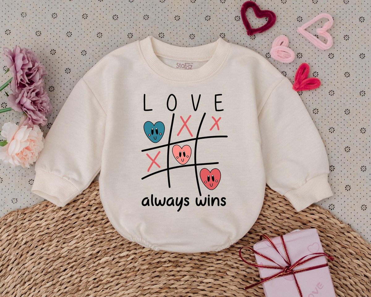 Love Always Win Kids Valentines Day Baby Romper First Valentines Day Outfits Baby Bodysuit Baby Show