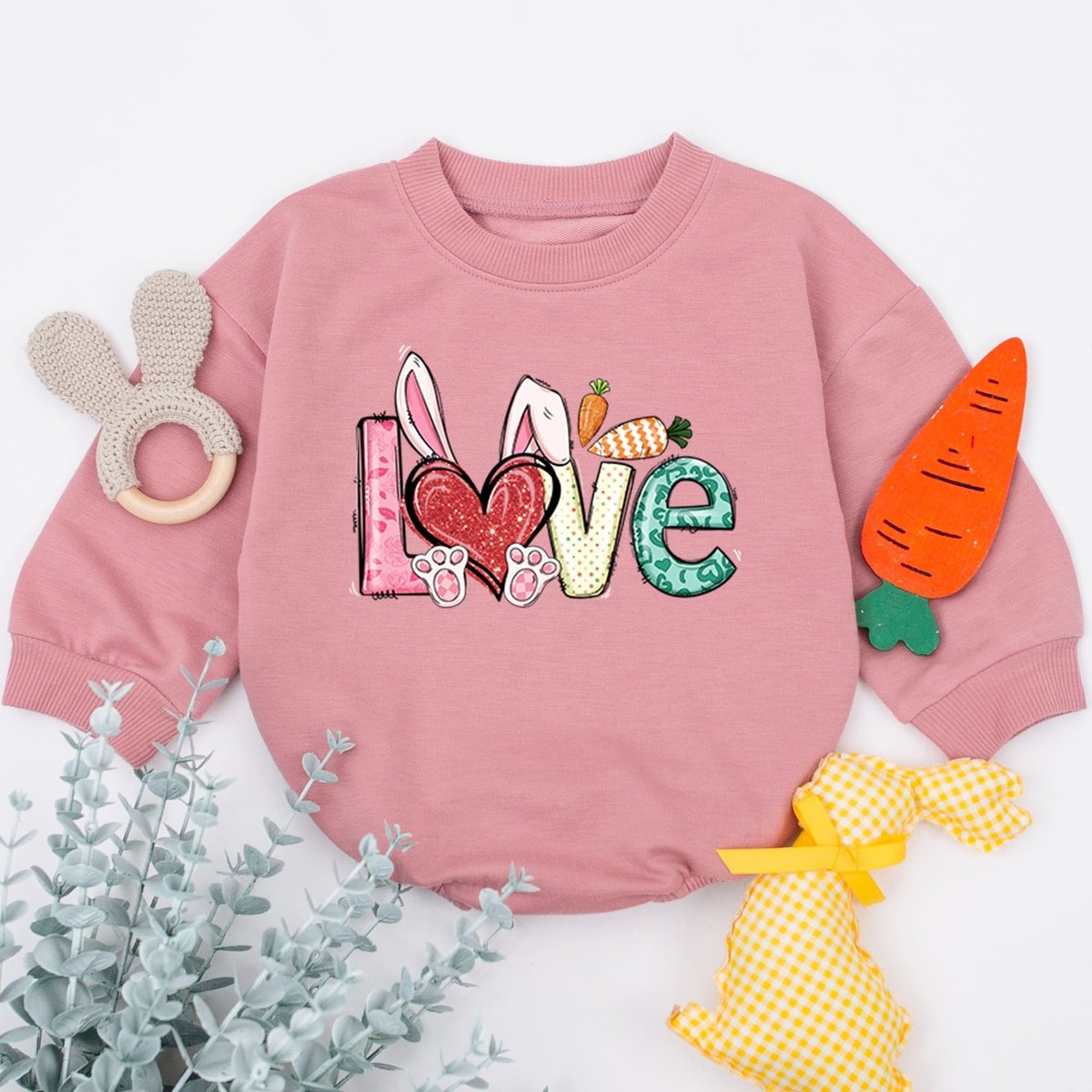 Love Bunny Baby Romper Bunny Baby Sleepsuit Easter Day Baby Gift Easter Baby Bodysuit Baby Shower Gi 168