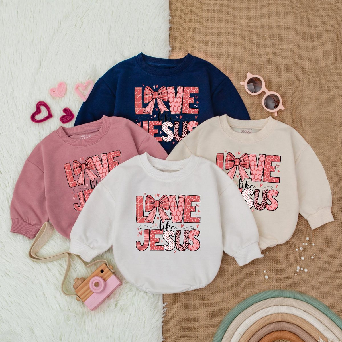Love Like Jesus Valentines Baby Outfit Bubble Romper Baby Girl Clothes First Valentines Baby Outfit 182