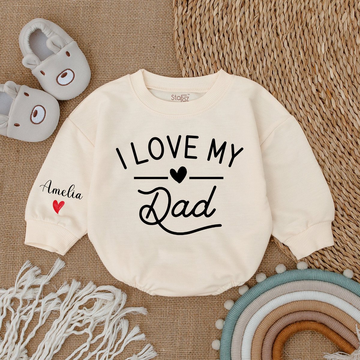 Love my Dad Outfit Daddy's Girl Romper Daddy Me Bodysuit Baby Shower Gift Romper for Baby Girl Bab