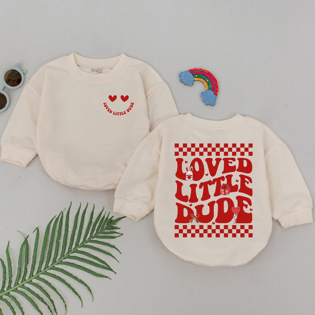 Loved Little Dude Baby Romper 1st Valentines Day Outfit Valentines Day Outfit Valentine Day Romper 1