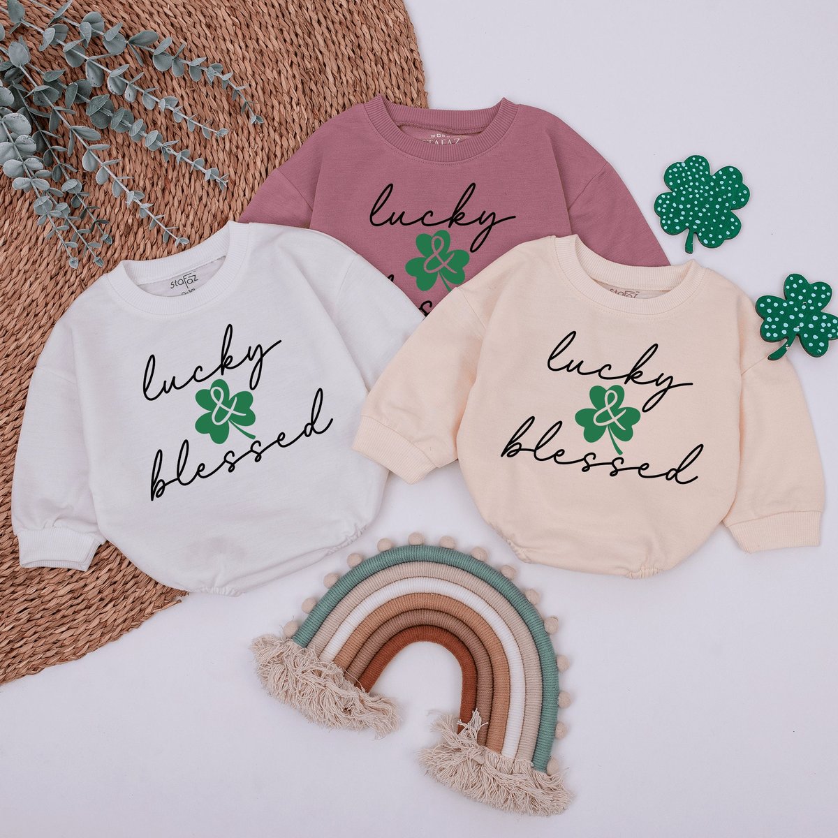 Lucky Blessed Baby Romper St.Patricks day baby Outfit Baby Outfit Infant Clothes Newborn Gift St. Pa 166