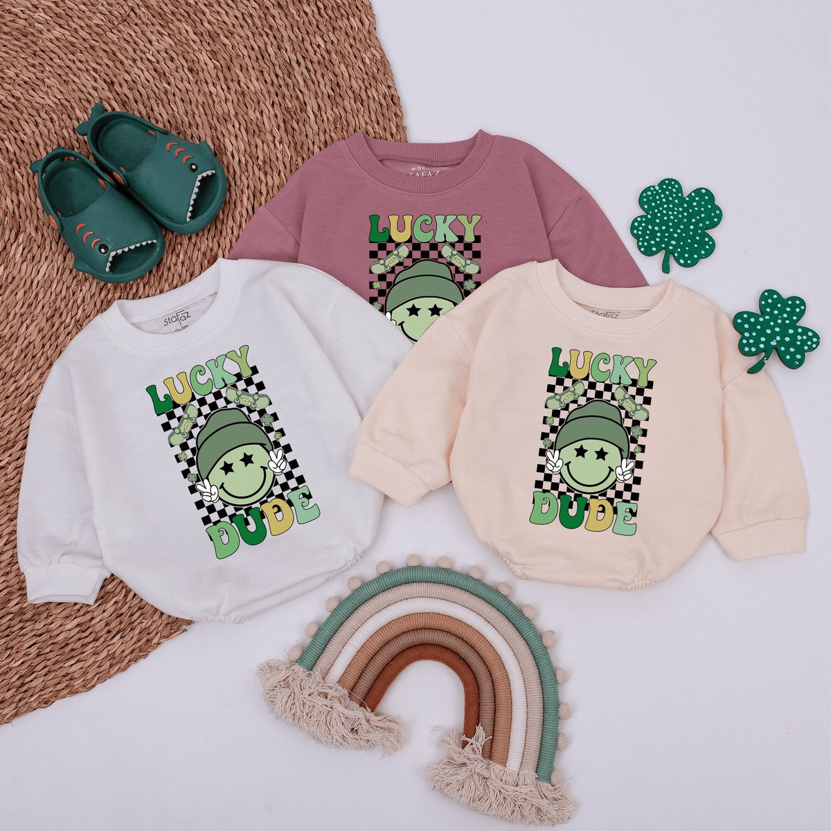 Lucky Dude Baby Romper St Patricks Day Natural Baby Bodysuit Kids St. Patrick's Day Shirt Cute Natu 165