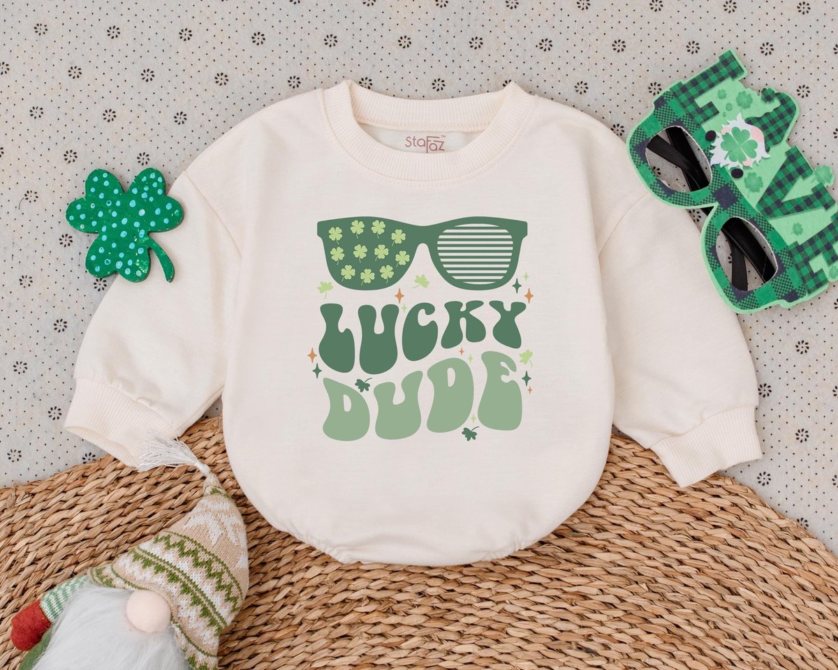 Lucky Dude Bubble Romper My First St Patrick's Day Outfits Clover Patrick Baby Bodysuit Irish Baby