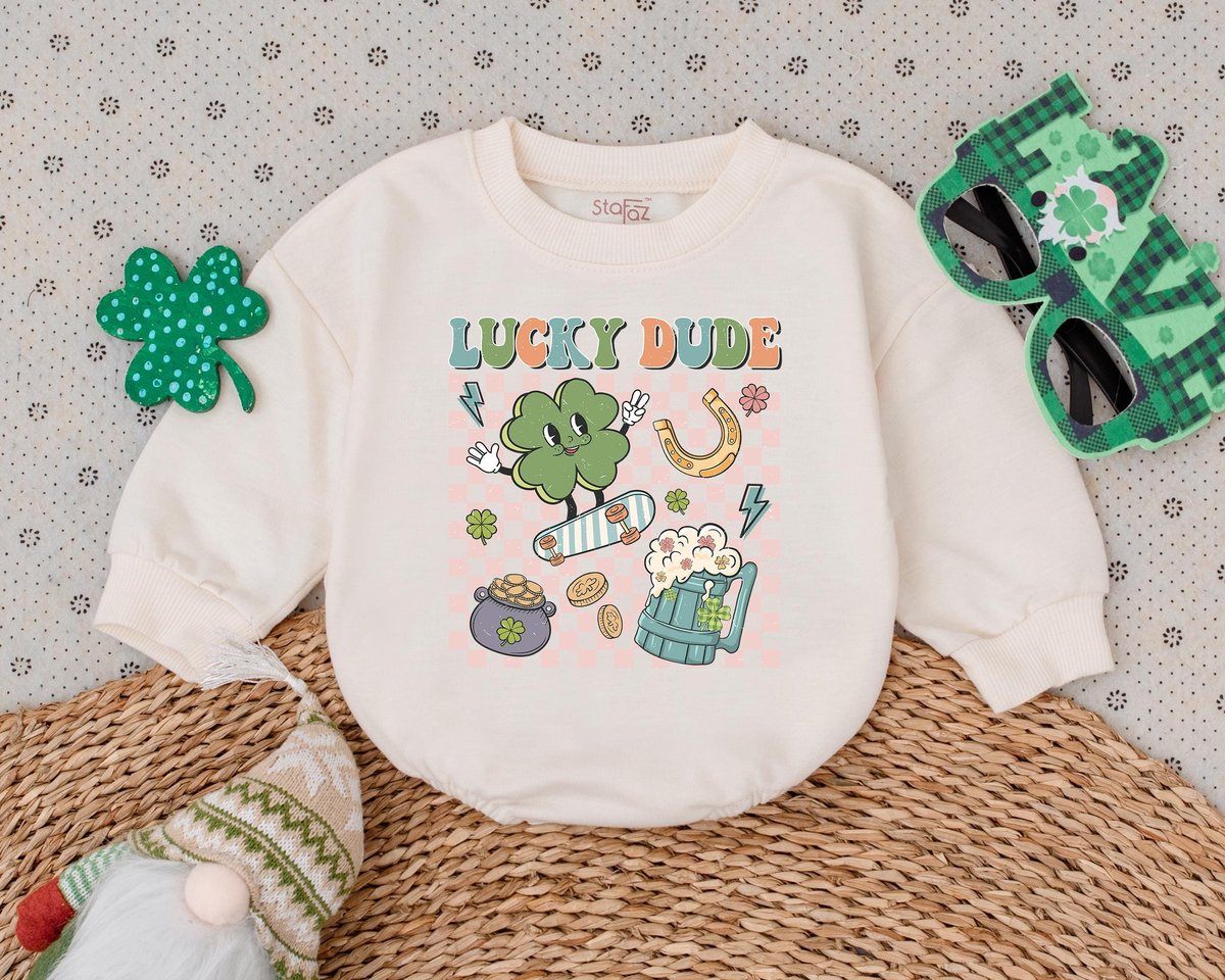 Lucky Dude Romper My First St Patrick's Day Outfits Clover Patrick Baby Bodysuit Baby Boys Girls Cl
