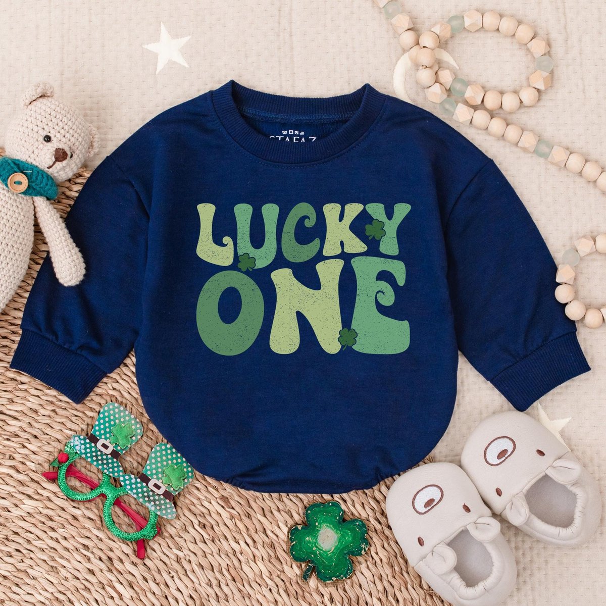 Lucky One St Patrick's Day Bubble Romper Lucky Shamrock St Patrick's Day Bodysuit Clover Baby Outf