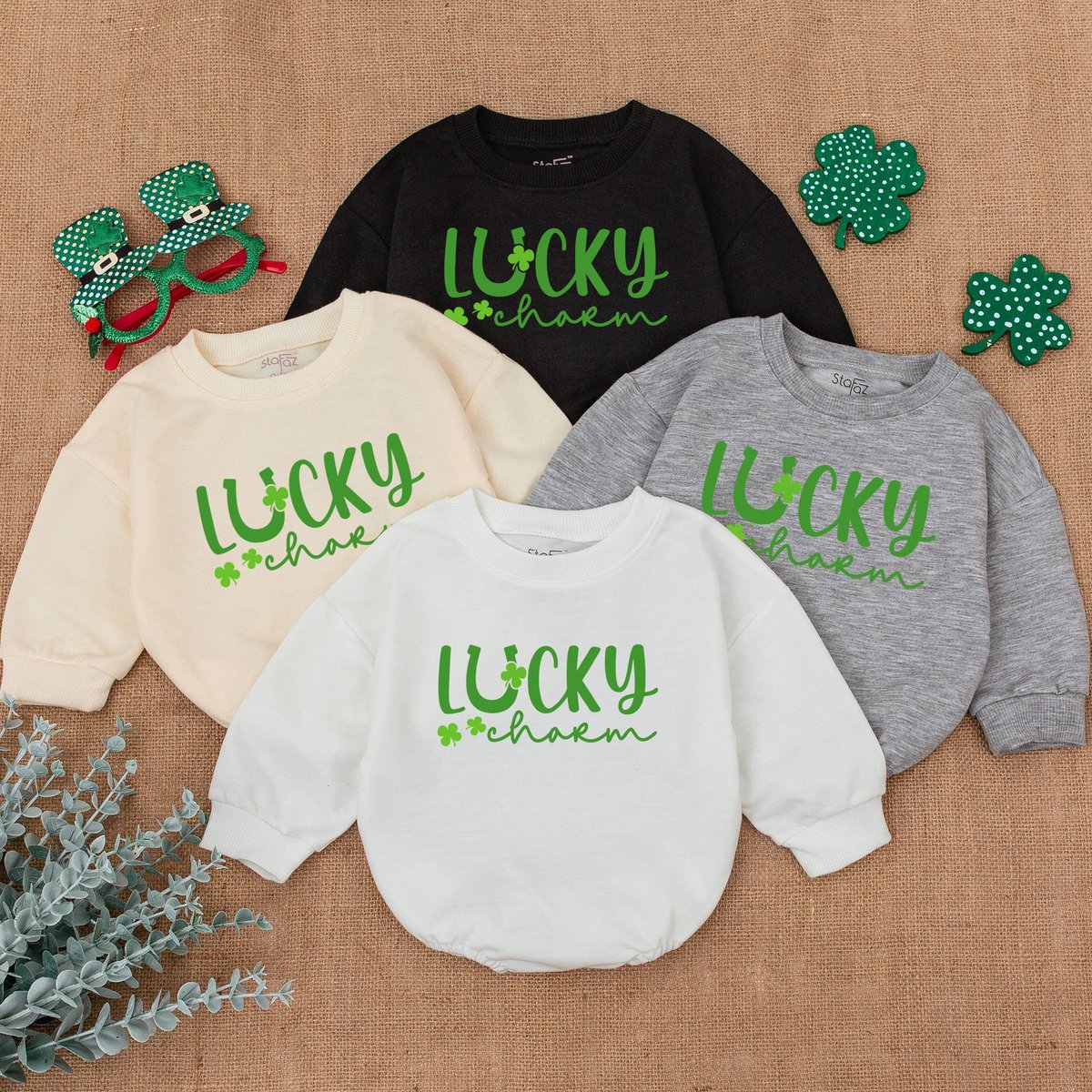 Luky Charm Shamrock Baby Romper Patrick Baby Bodysuit Newborn Saint Patrick's Day Clover St Patrick 165