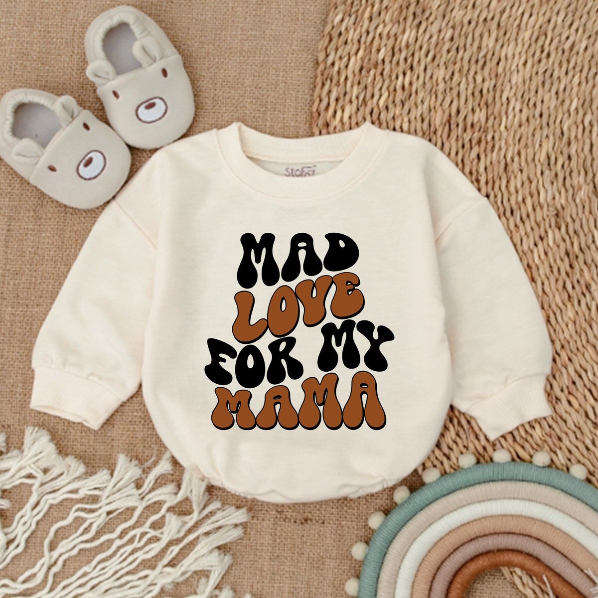 Mad Love For My Mama RomperMother's Day Gift Baby Bodysuit Mommy Me Bodysuit Romper for Baby Baby O