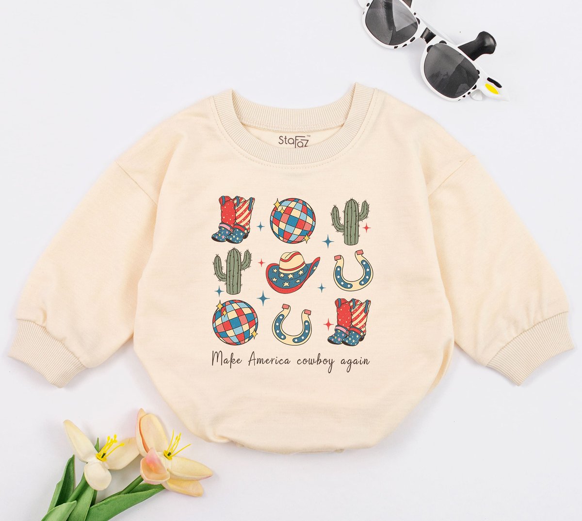 Make Anerica Cowboy Again Baby Romper Patriotic Baby Bodysuit American Baby Clothes My first 4th of 168