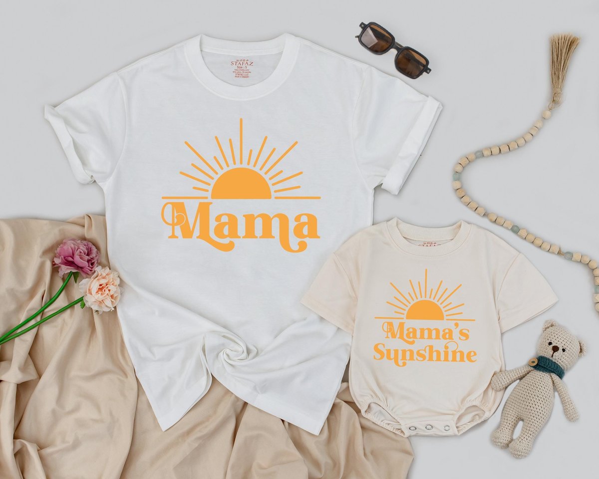 Mama and Mama's Sunshine Shirts Mom and Baby Outfit Boho Sunshine Mommy and Me Matching Shirt New M 166