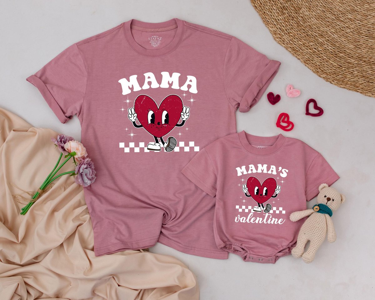 Mama and Mama's Valentine Shirts First Valentines Day Outfit Matching Family Valentine Shirts Mom a 183