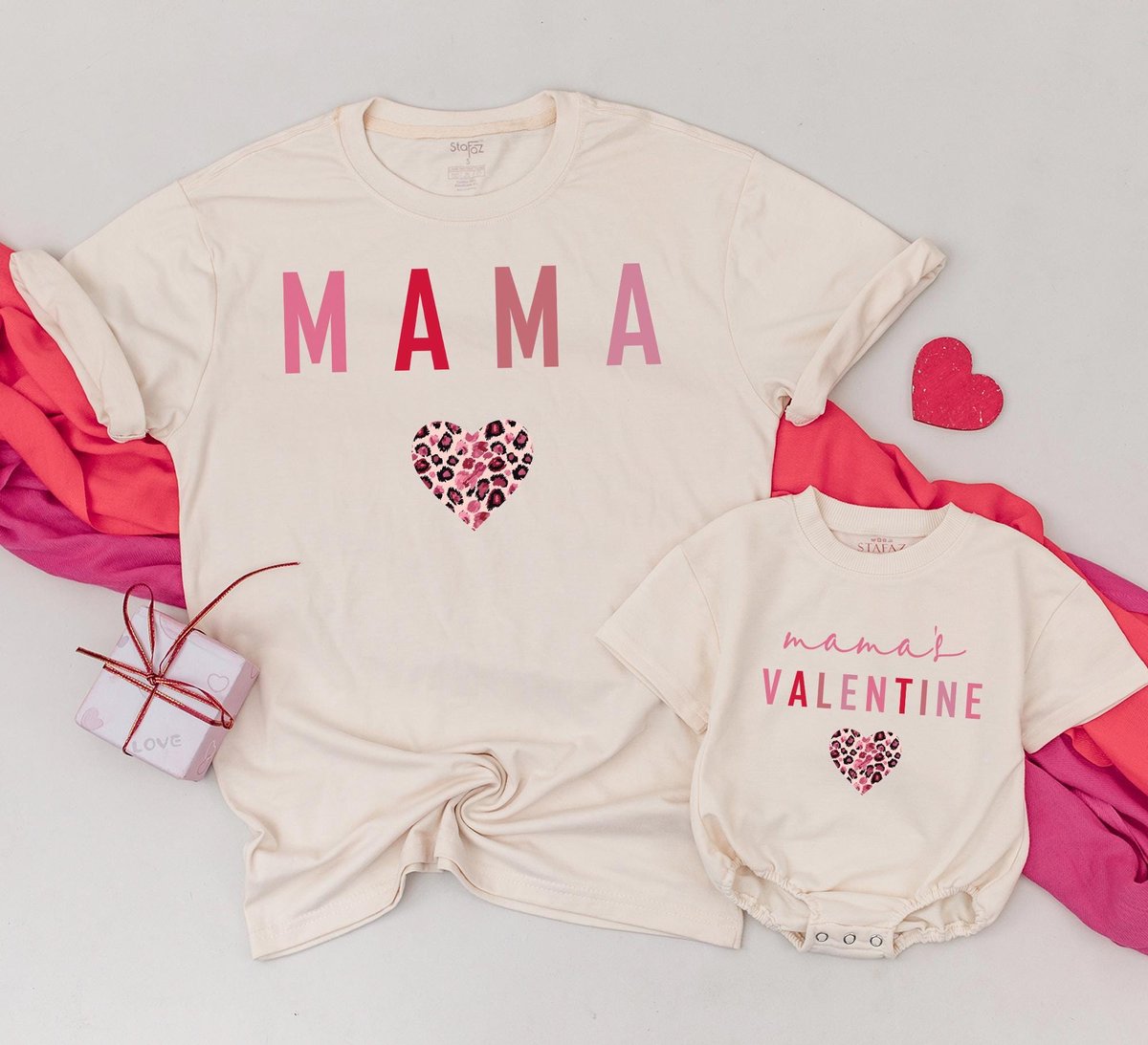 Mama and Mama's Valentine T shirt Mom And Baby Matching Daughter Kid Retro Outfit Baby Romper Gifts 184