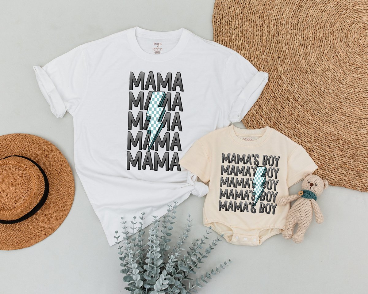 Mama and Mamas Boy Matching Outfit Custom Family Baby Shower Gift Mama Shirt Son and Mom Matching To 170
