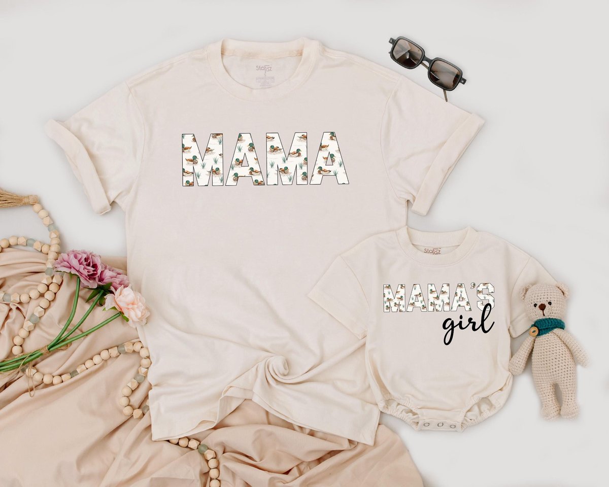 Mama and Mamas Girl Matching Shirt Mallard Duck Print Outfit Wild Animal Mom and Baby Mother's Day 189