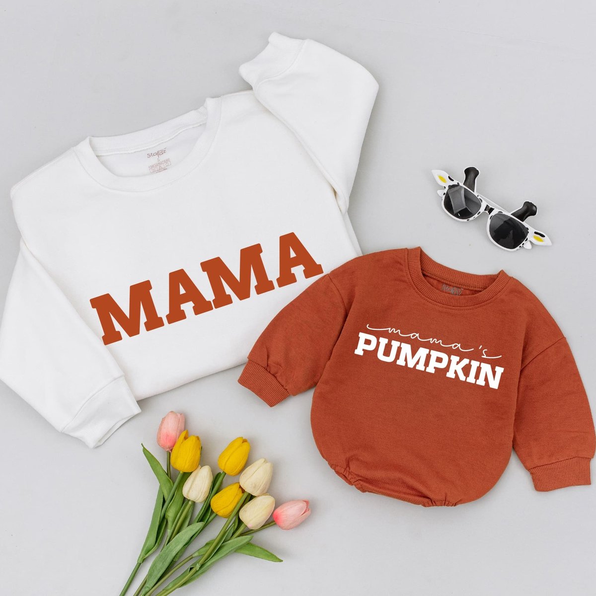 Mama and Mamas Pumpkin Fall Sweatshirts Matching Family Outfits Mommy and Me Sweaters Thanksgiving S 173