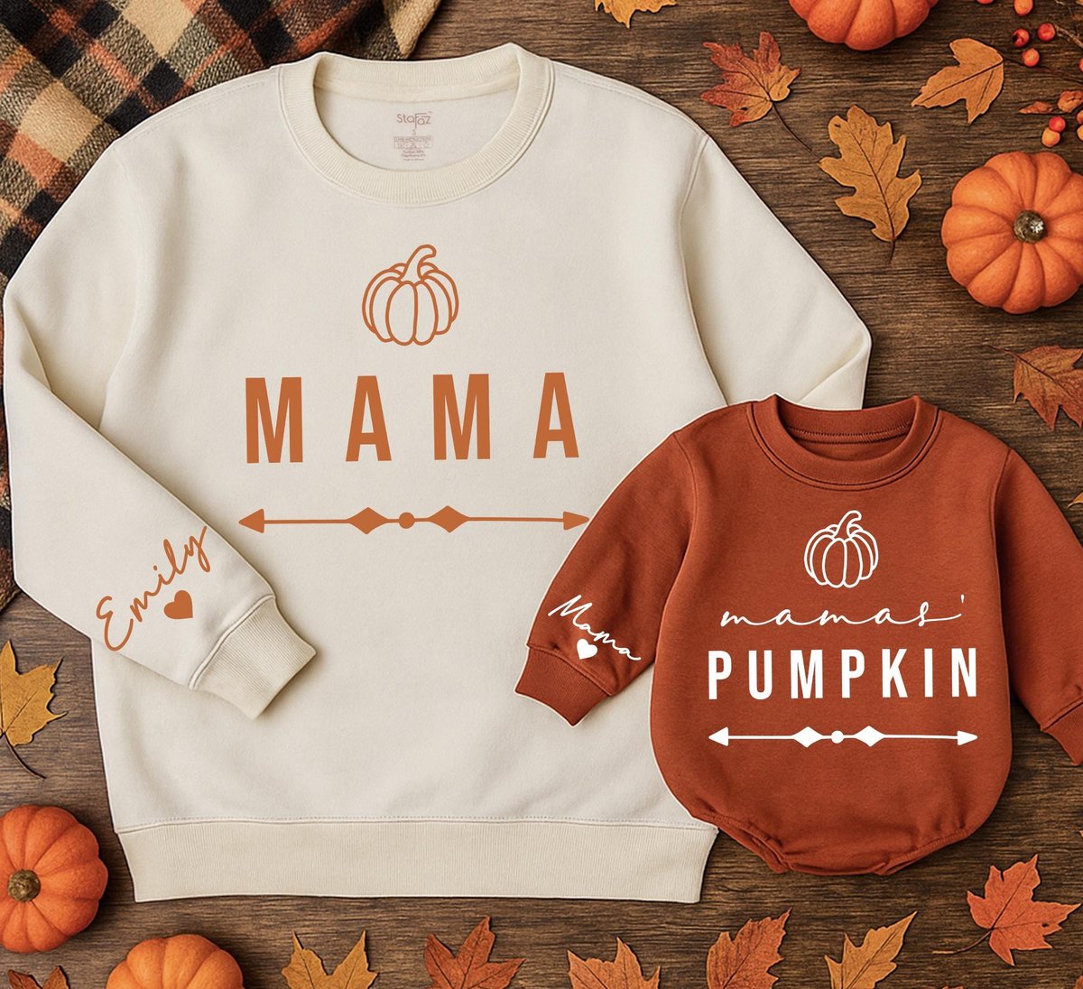 Mama and Mamas Pumpkin Fall Sweatshirts Mommy and Me Sweaters Mom Baby Outfit Matching Outfits Kids 433