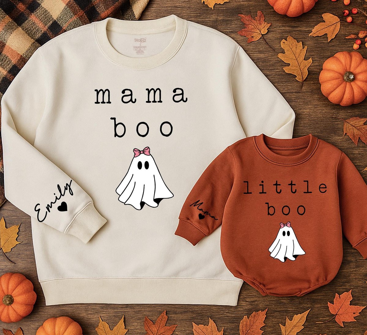 Mama and Mini boo Sweatshirt Halloween Mother Daughter Shirts Best Gifts for holiday Mommy and Me Re 433