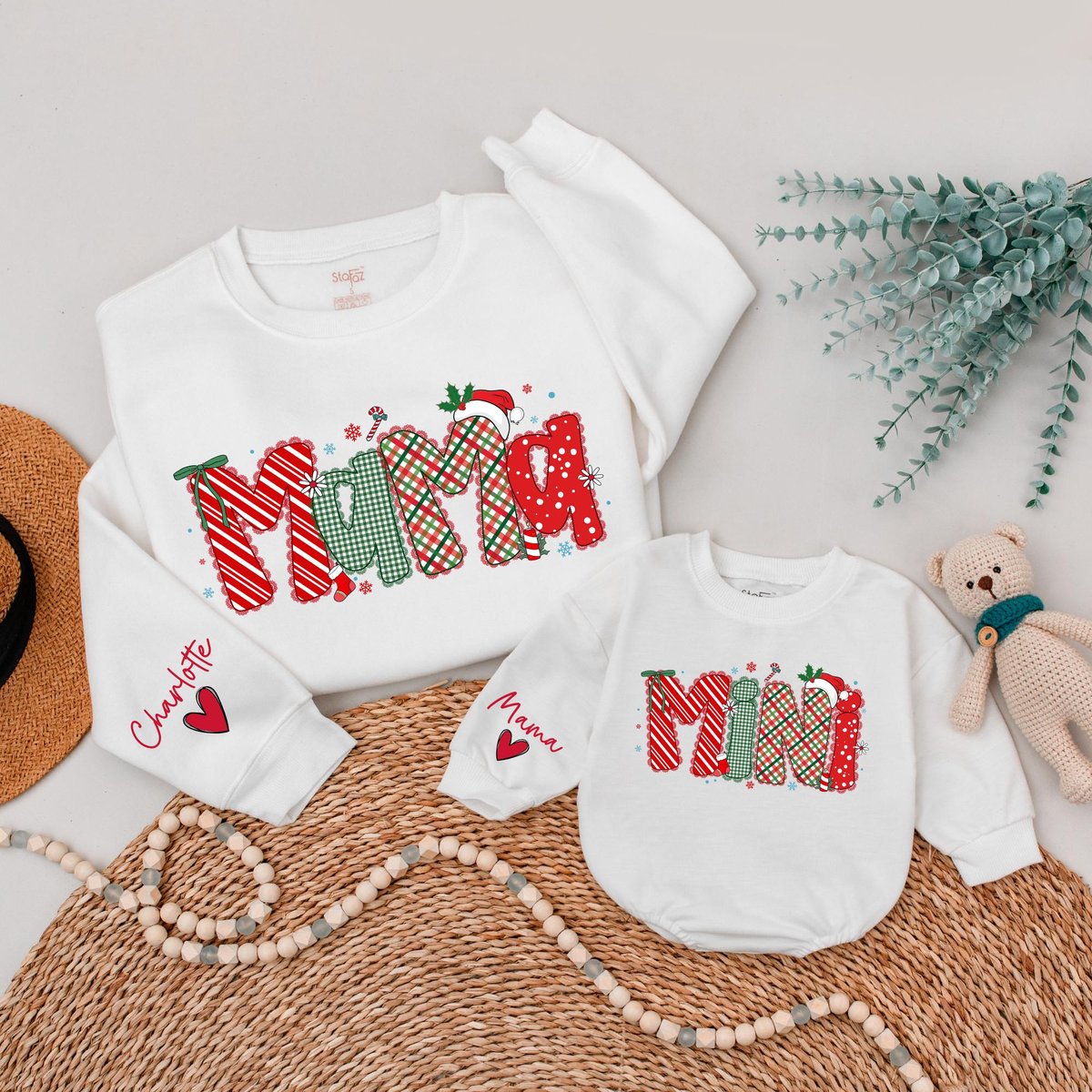 Mama and Mini Christmas Sweatshirts Matching Mommy and Baby Holiday Sweaters Custom Family Xmas Outf 437