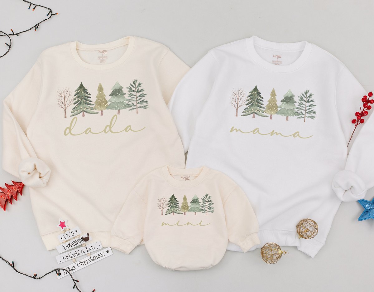 Mama And Mini Christmas tree Sweatshirt Dada Baby Matching Family clothes Daughter Kid Sweatshirt Ch 177