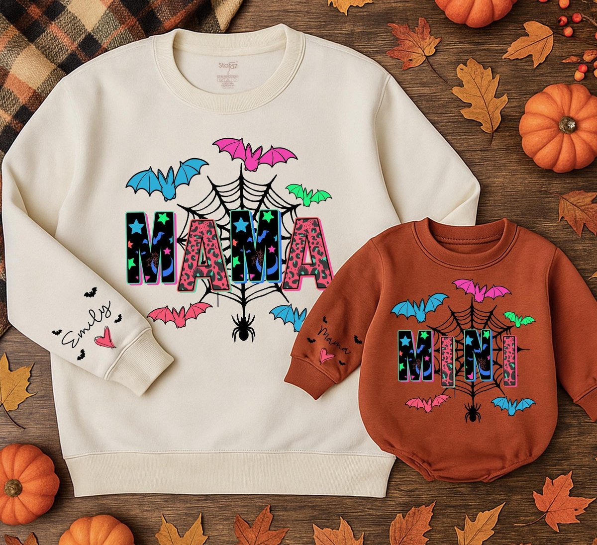 Mama and Mini Halloween Sweatshirts Baby romper gift Matching Family Outfits Best Gifts for Hallowee 433