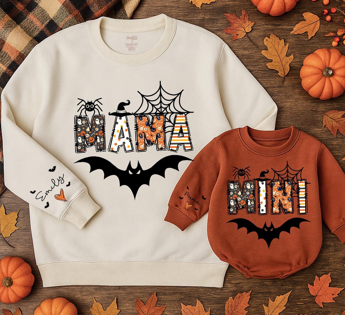 Mama and Mini Halloween Sweatshirts Baby romper gift Matching Family Outfits Best Gifts for Hallowee 434