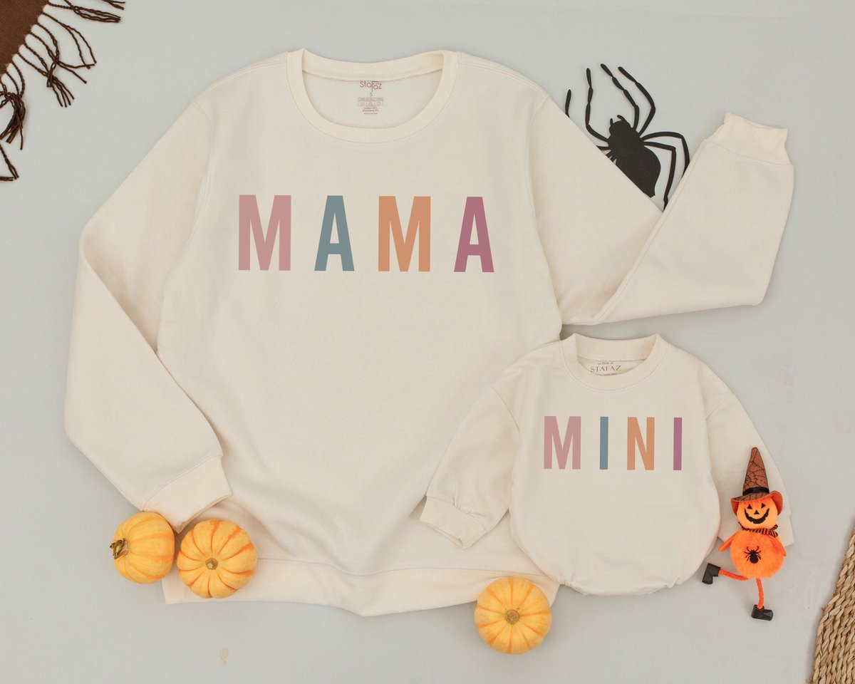 Mama And Mini Sweatshirts Mama and Girl Mom And Baby Matching Outfit Fall Sweatshirts Mommy and Me S 171