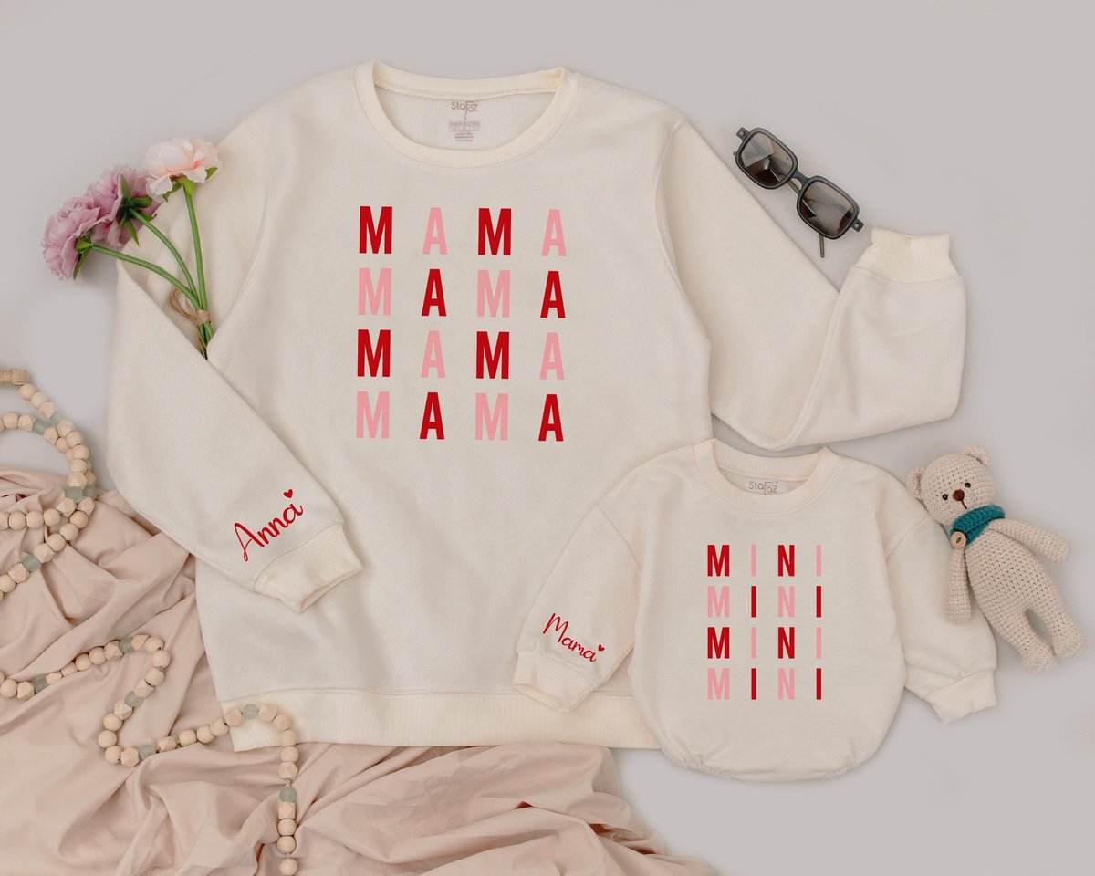 Mama And Mini Sweatshirts Mama and Girl Mom And Baby Matching Outfit Valentine Sweatshirts Mommy and 182