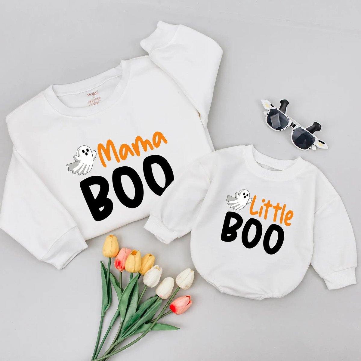 Mama Boo Little Boo Halloween Matching Sweatshirt Little Boo Baby Romper Mommy and me Shirt Hallowee 436