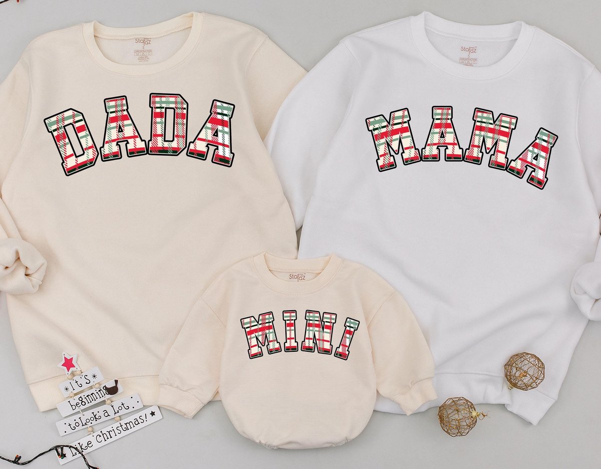 Mama Dada mini Christmas Sweatshirt new Mom and Dad Holiday Sweater Matching Family Outfits cute pla 180