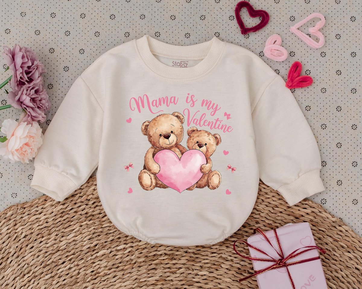 Mama Is My Valentine Kids Valentines Day Baby Romper First Valentines Day Outfits Baby Bodysuit Baby