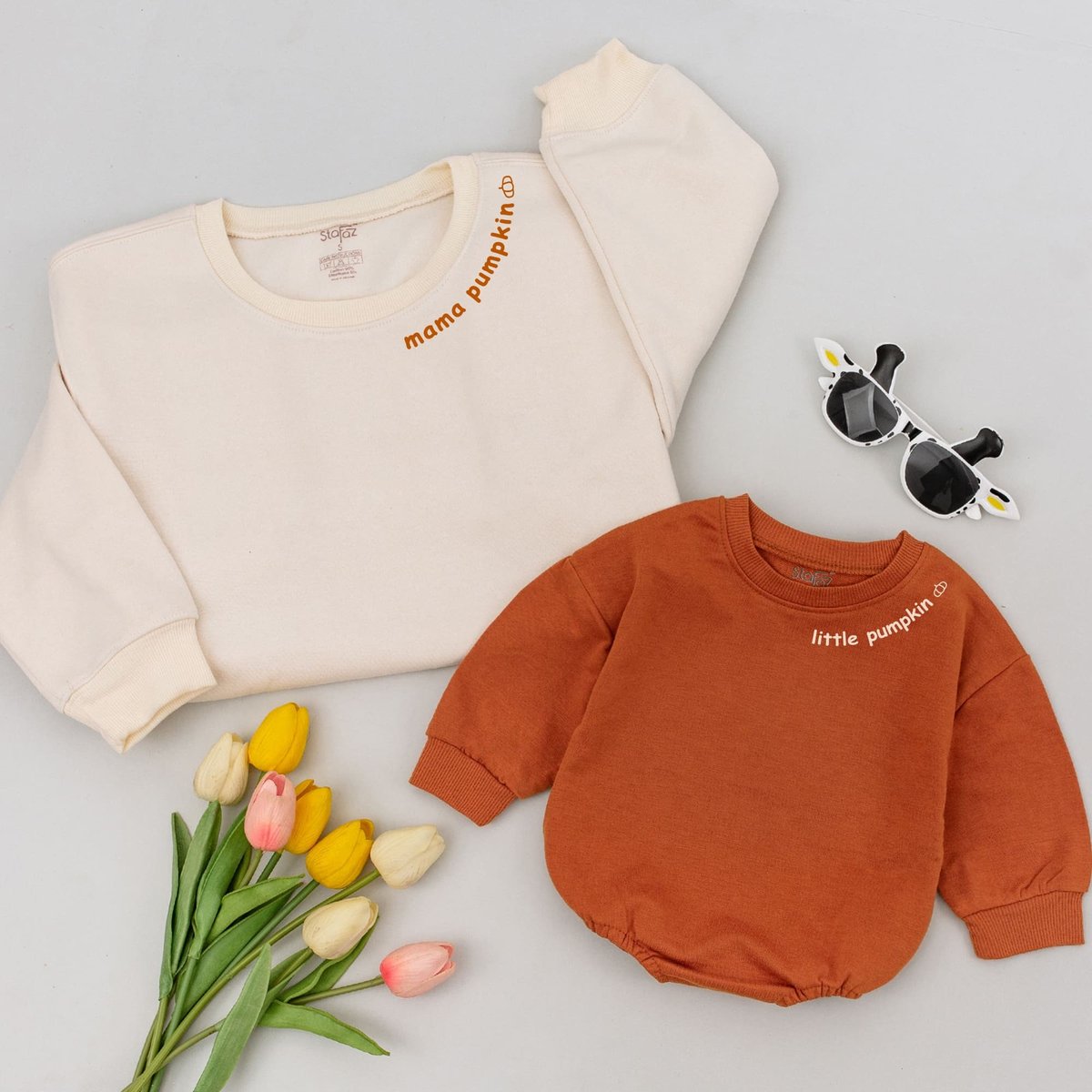 Mama Little Pumpkin Sweatshirts Matching Family Outfits Mommy and Me Thanksgiving Sweaters Thankful 173