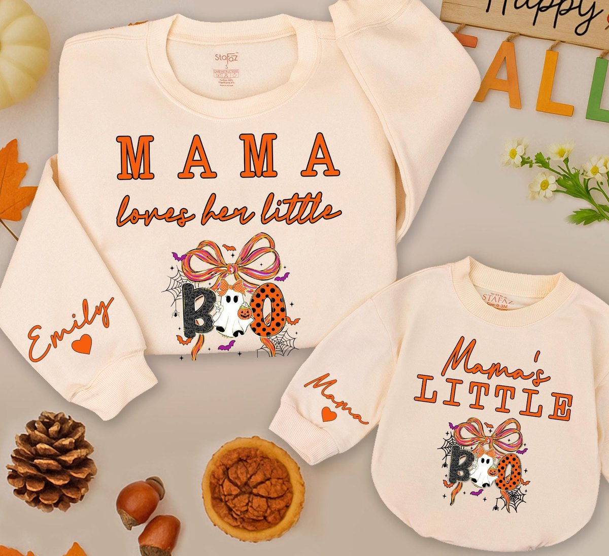 Mama loves her little boo and Mamas little Boo Sweatshirts Mommy and Me Sweaters Personalized Matchi 435