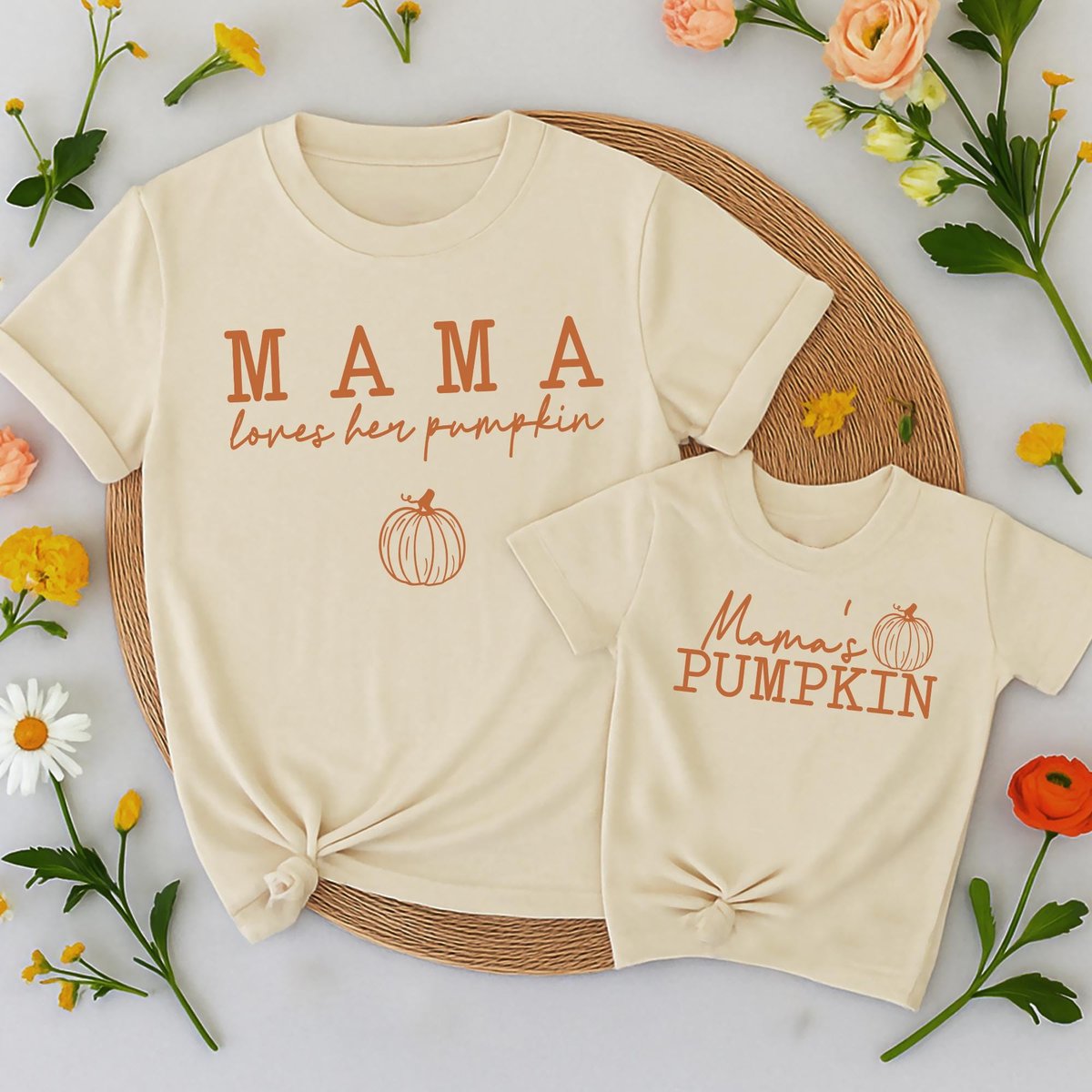 Mama loves her pumpkin and Mamas Pumpkin Shirts Mommy and Me T shirt Mom Baby Matching Outfits Kids 434