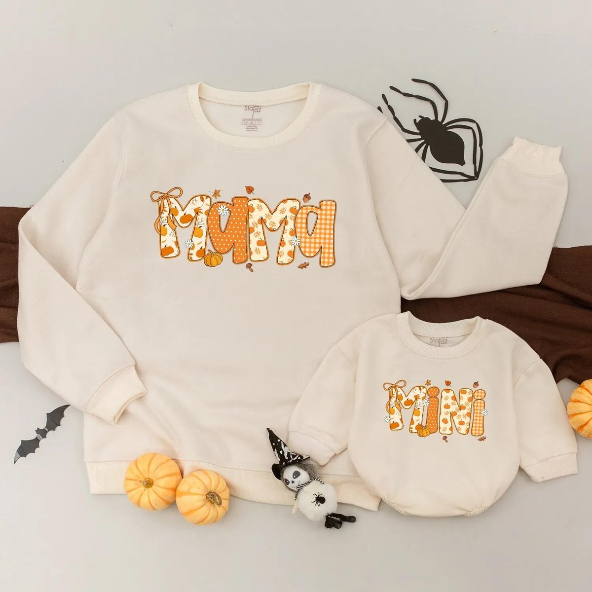 Mama Mini Fall Pumpkin Matching Sweatshirt Autumn Mommy Me Sweater Thanksgiving Family Outfit Pumpki 434