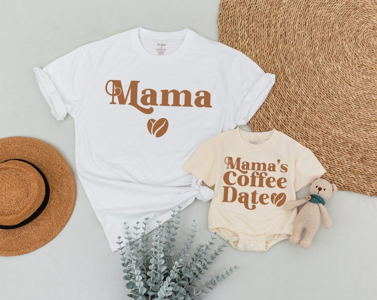 Mama Needs Coffee and Mamas Coffee Date Shirt Mom and Baby Matching Outfit Mama Mini Shirt New Mom G 166