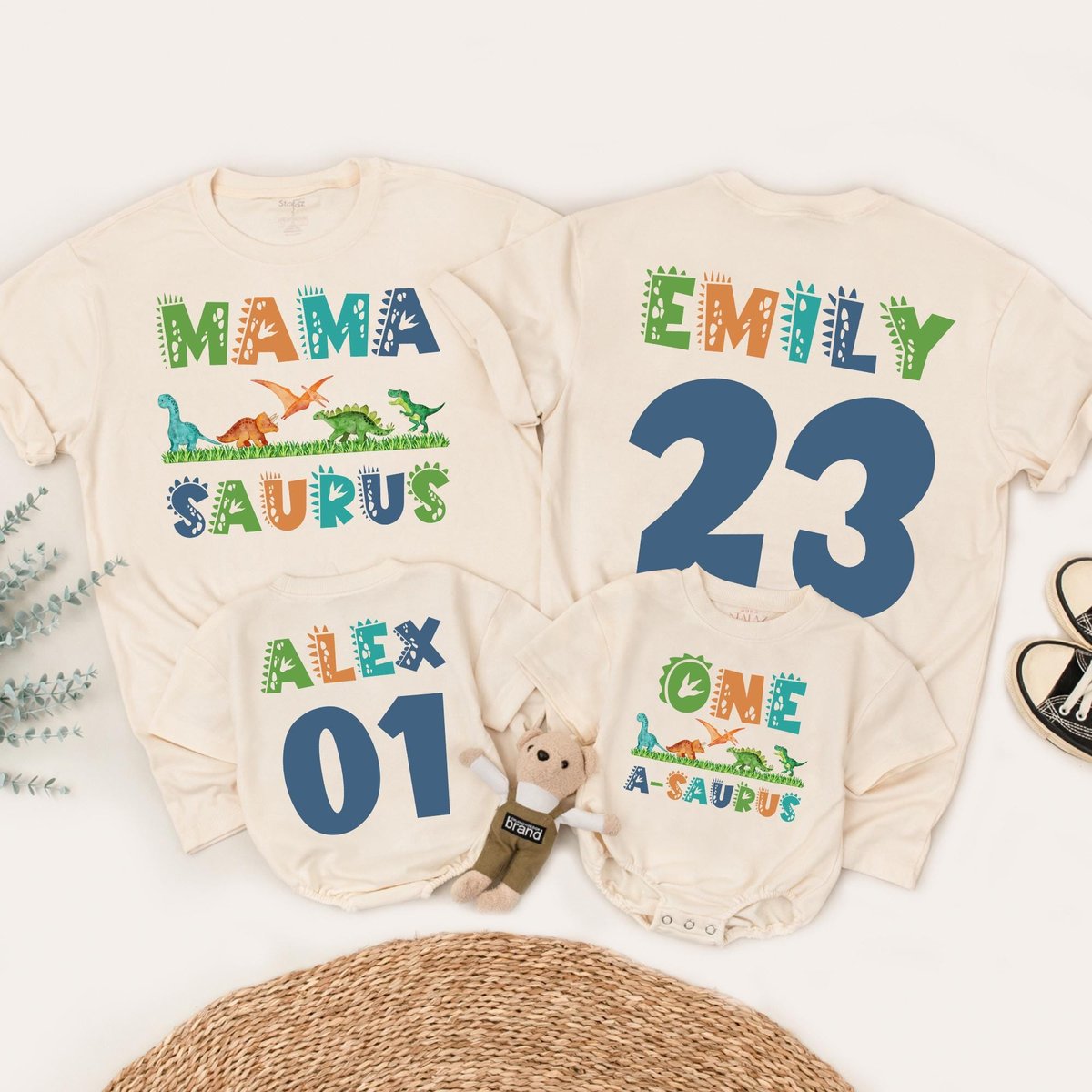 Mama Saurus Dada Saurus Tees Matching Family Dinosaur Birthday shirts Kids Dino Tee MomDad Dino Tees 185