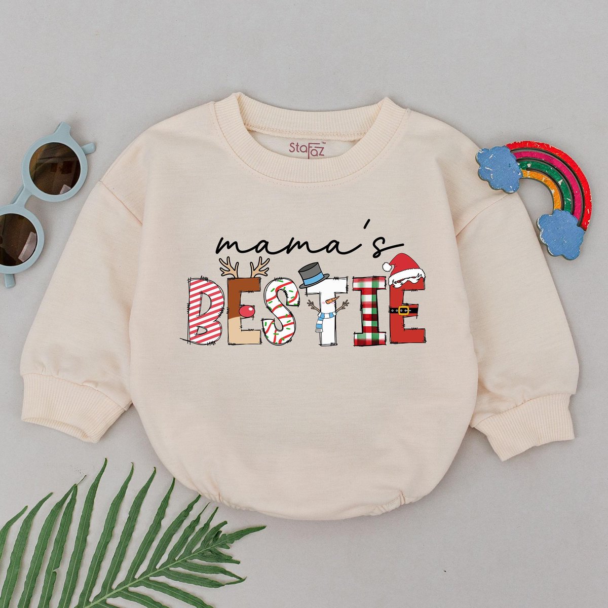 Mama' Bestie Romper 1st Christmas Baby Romper Baby Shower Gift Christmas Outfits Newborn for Girls